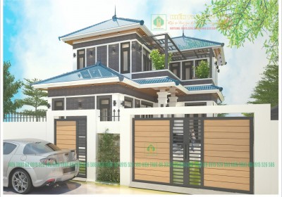 Mẫu nhà 2 tầng phong cách mái nhật sang trọng